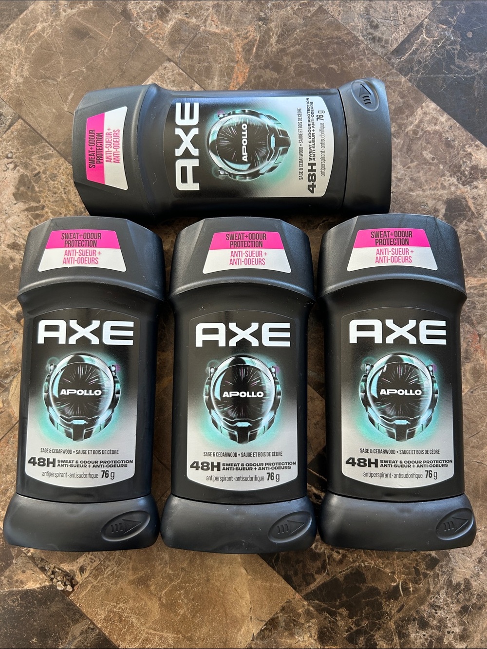 NWT 🆕 Axe Apollo Antiperspirant Deodorant Stick Bundle - Black (4 x 76 g)